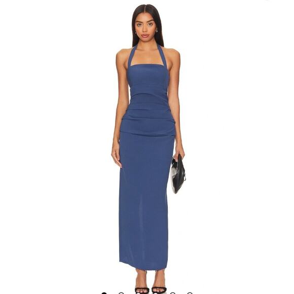 REVOLVE Lioness 1999 Maxi Dress Size S Navy Halter Prom Event Wedding Guest - Picture 1 of 7